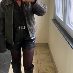 Zara Black Leather Shorts